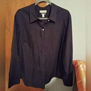 Kim Rogers NWT Black No Iron Long Sleeve Button-Up Curvy Shirt Size 2X